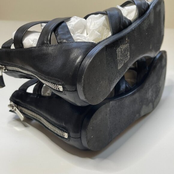 Sigerson Morrison Flat Black Leather Gladiator Sandals US 8.5 - Picture 7 of 12